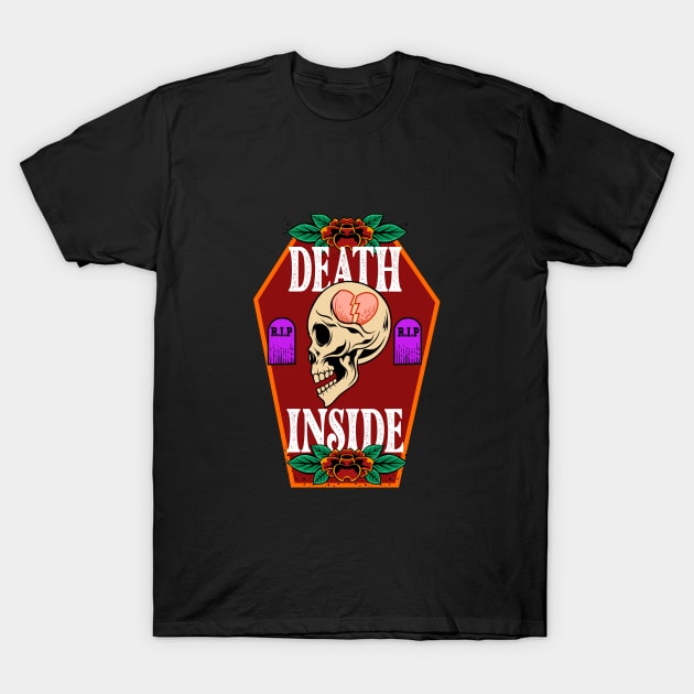 Vintage Skull - Death Inside T-Shirt by Harrisaputra